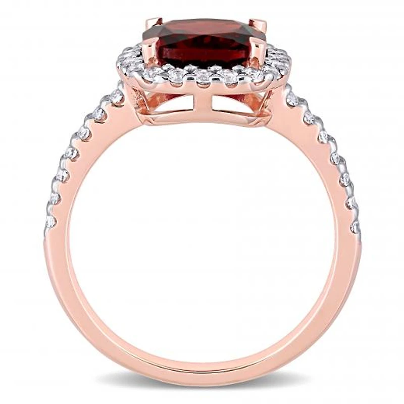Julianna B 10K Rose Gold Garnet and White Topaz Halo Ring