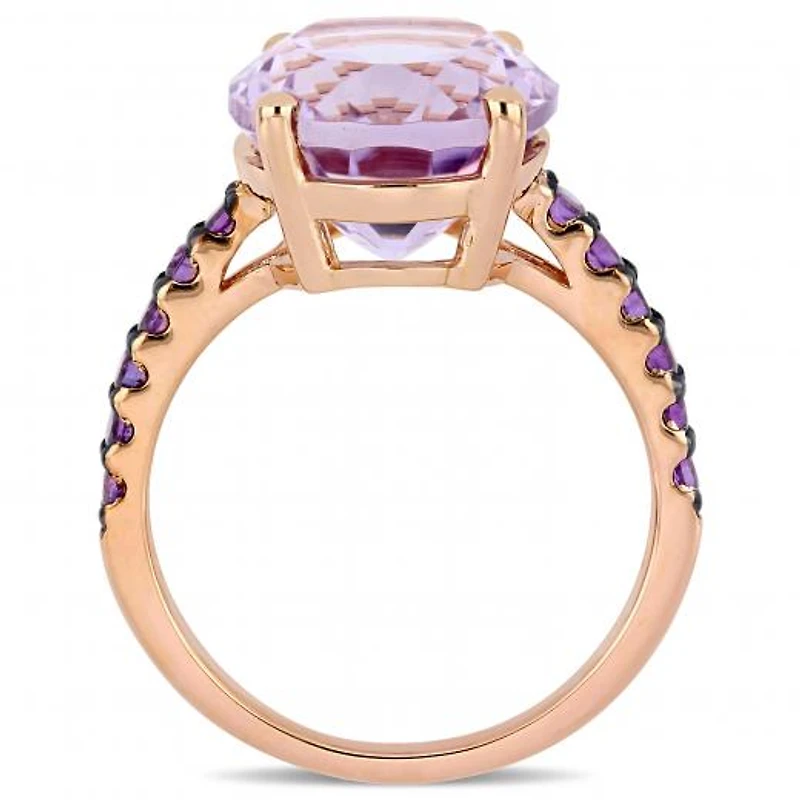 Julianna B Rose Plated Sterling Silver Amethyst & Rose De France Ring