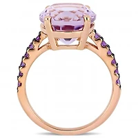 Julianna B Rose Plated Sterling Silver Amethyst & Rose De France Ring