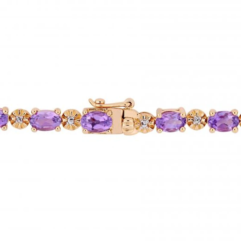 Julianna B Rose Plated Sterling Silver Amethyst & Diamond Tennis Bracelet