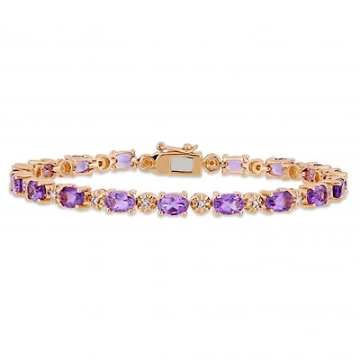 Julianna B Rose Plated Sterling Silver Amethyst & Diamond Tennis Bracelet