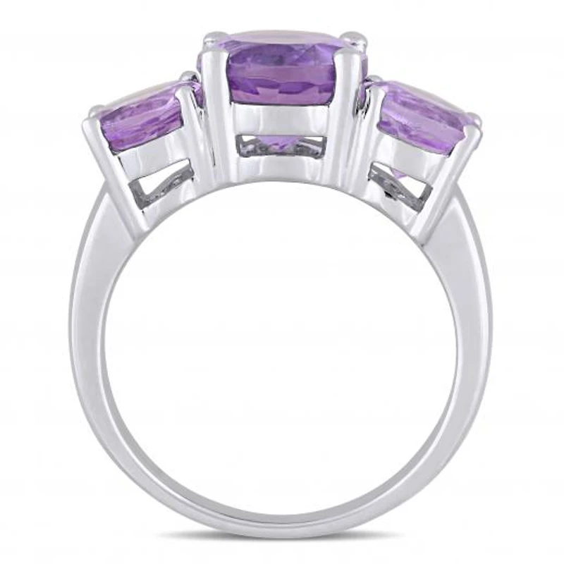 Julianna B Sterling Silver Amethyst Three-Stone Ring