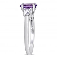 Julianna B Sterling Silver Amethyst & Created White Sapphire Ring
