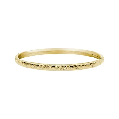 14K Yellow Gold Filled 5mm Floral Bangle