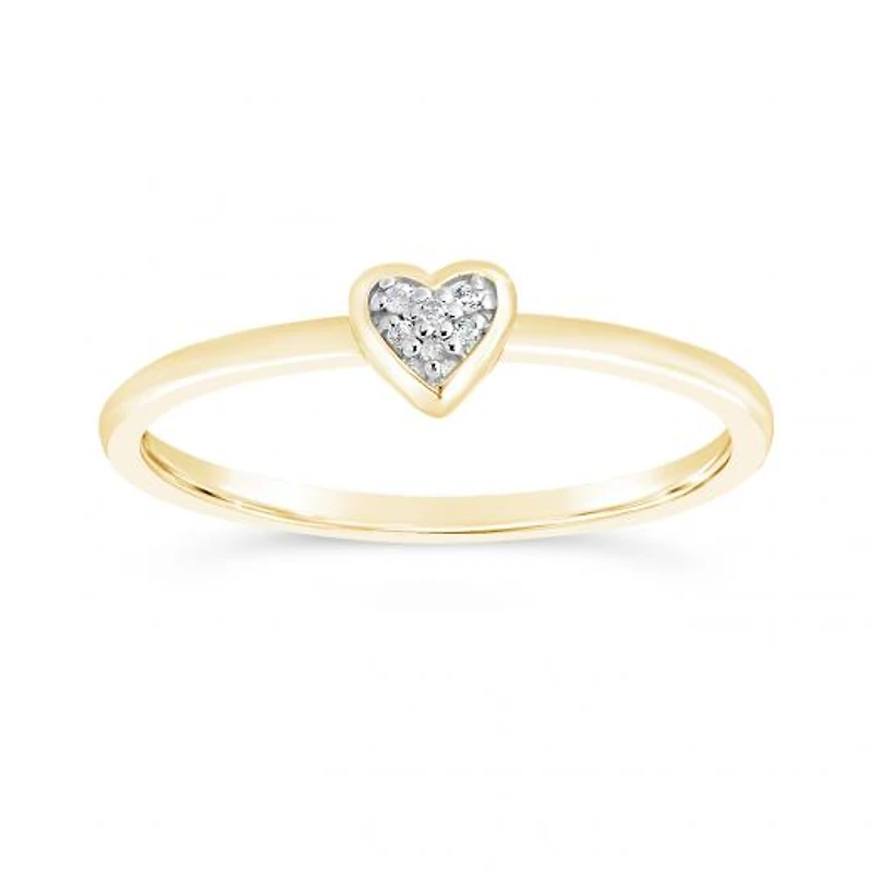 10K Yellow & White Gold Diamond Heart Ring