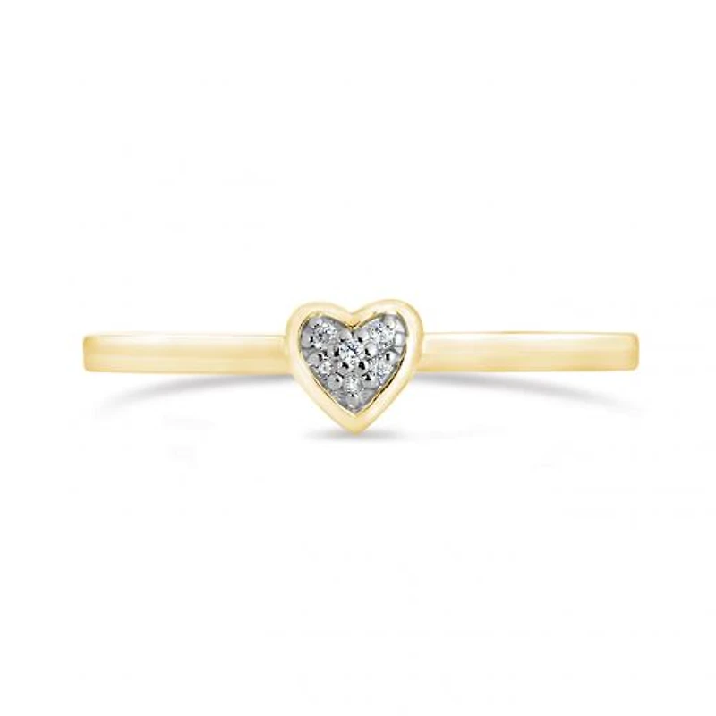 10K Yellow & White Gold Diamond Heart Ring
