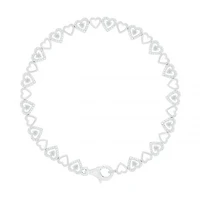Sterling Silver Diamond Heart Bracelet