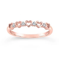 10K Rose Gold Diamond Heart Stackable Ring