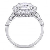 Julianna B 10K White Gold Created Sapphire & Diamond Engagement Ring