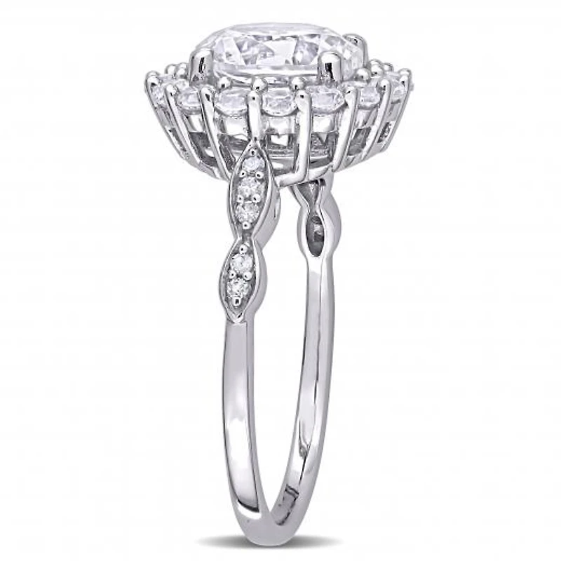 Julianna B 10K White Gold Created Sapphire & Diamond Engagement Ring