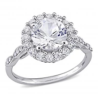 Julianna B 10K White Gold Created Sapphire & Diamond Engagement Ring