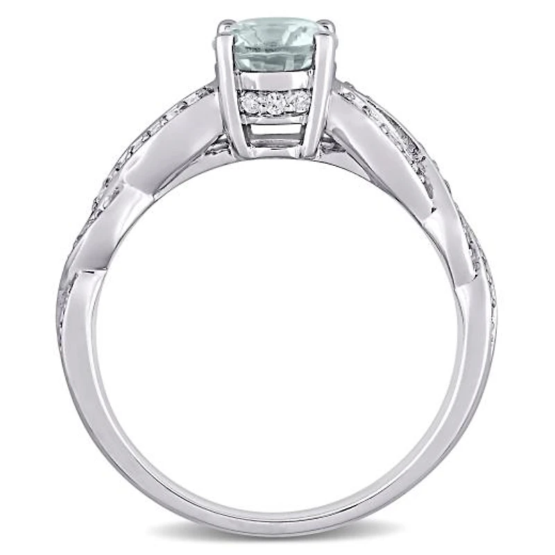 Julianna B 14K White Gold Aquamarine and Diamond Infinity Ring