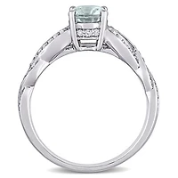 Julianna B 14K White Gold Aquamarine and Diamond Infinity Ring