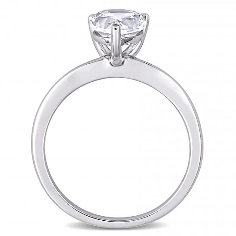 Julianna B 10K White Gold Pear Shape Created White Sapphire Solitaire Ring