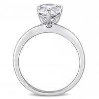 Julianna B 10K White Gold Pear Shape Created White Sapphire Solitaire Ring