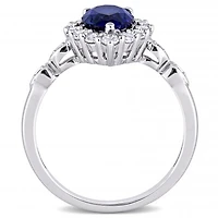 Julianna B 10K White Gold Created Blue Sapphire & Diamond Accent Ring
