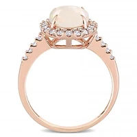 Julianna B 10K Pink Gold Opal and 0.42CTW Diamond Halo Ring