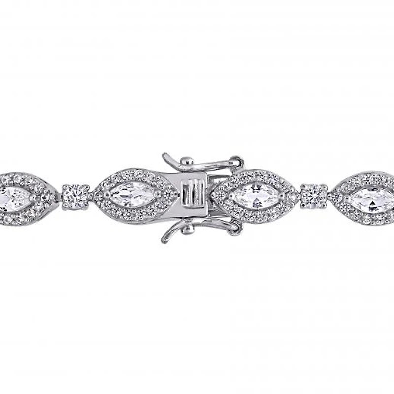 Julianna B Sterling Silver Marquise Created White Sapphire Bracelet
