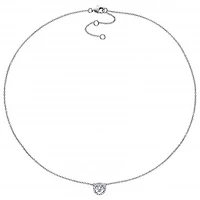 Julianna B Sterling Silver 0.10CTW Diamond and Aquamarine Halo Necklace