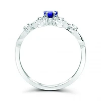 10K White Gold Tanzanite & Diamond Crown Ring