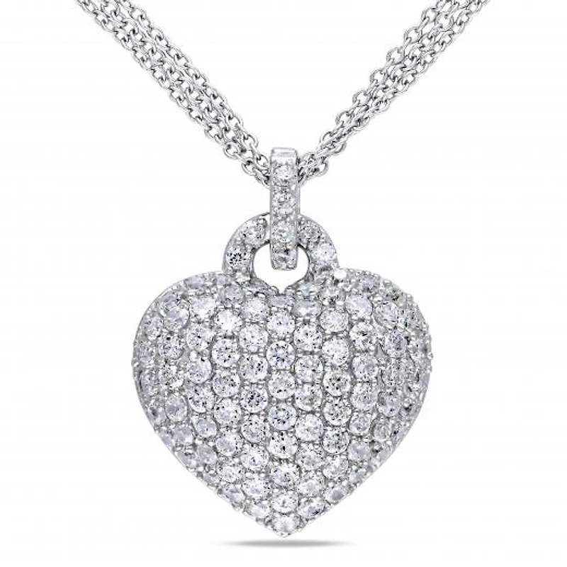 Julianna B Sterling Silver Created White Sapphire Heart Pendant