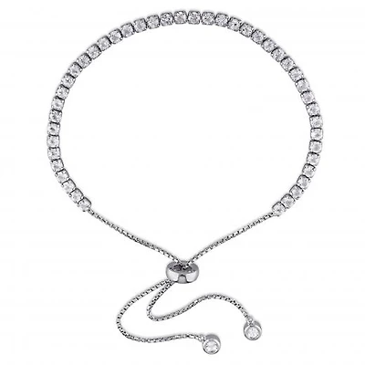 Julianna B Sterling Silver White Topaz Tassel Bolo Bracelet