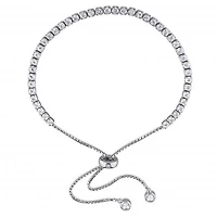 Julianna B Sterling Silver White Topaz Tassel Bolo Bracelet