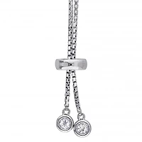 Julianna B Sterling Silver White Topaz Tassel Bolo Bracelet