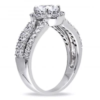 Julianna B Sterling Silver Triple Row Halo Cubic Zirconia Engagement Ring
