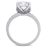 Julianna B 10K White Gold Created White Sapphire & 0.06CTW Diamond Bridal Ring