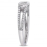 Julianna B 10K White Gold Created White Sapphire & Diamond Bridal Ring