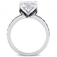 Julianna B 10K White Gold Created White Sapphire & Black 0.06CTW Diamond Ring