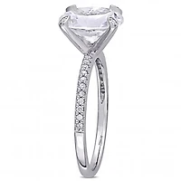 Julianna B 10K White Gold Created White Sapphire & 0.1CTW Diamond Bridal Ring