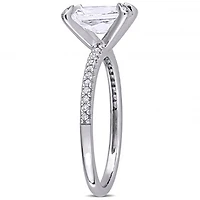 Julianna B 10K White Gold Created White Sapphire & Diamond Engagement Ring