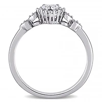 Julianna B Sterling Silver Created White Sapphire & 0.012CTW Diamond Heart Ring