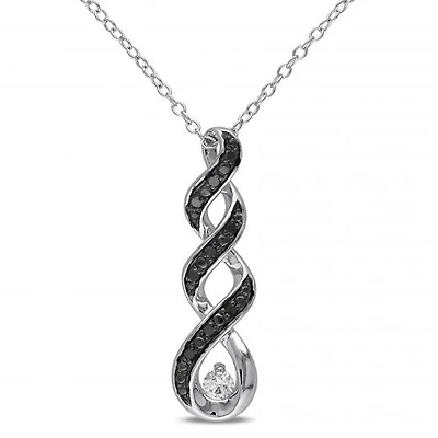 Julianna B Sterling Silver Black 0.10CTW Diamond & Created Sapphire Pendant