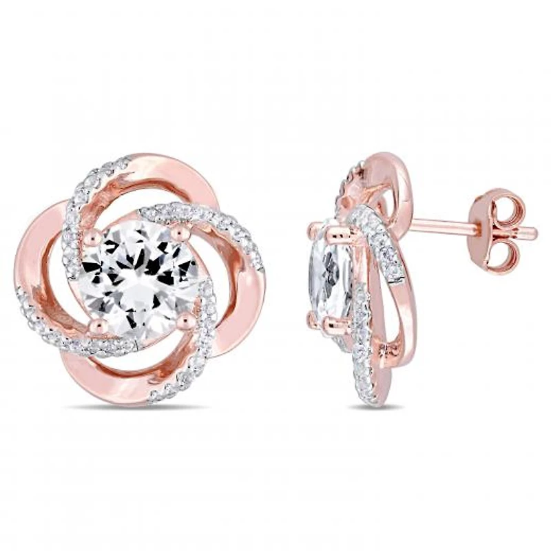Julianna B Rose Plated Sterling Silver White Topaz Spiral Earrings