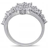 Julianna B Sterling Silver Cubic Zirconia Flower Cluster Band