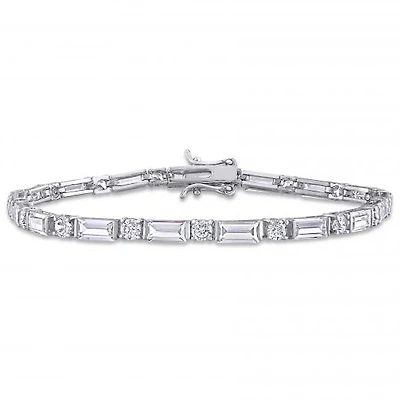 Julianna B Sterling Silver White Cubic Zirconia Tennis Bracelet
