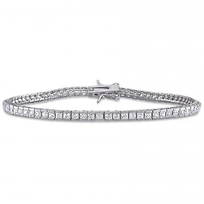 Sterling Silver White Cubic Zirconia Tennis Bracelet