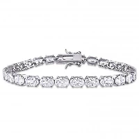 Julianna B Sterling Silver White Cubic Zirconia Oval Tennis Bracelet