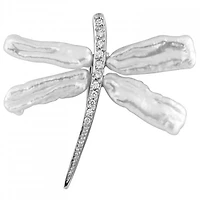 Sterling Silver Fancy Butterfly Shaped Keshi Pearl Brooch