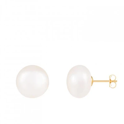 14K Yellow Gold 12-13mm Freshwater Pearl Earrings