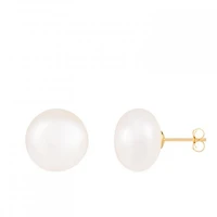 14K Yellow Gold 12-13mm Freshwater Pearl Earrings