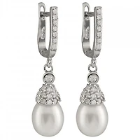Sterling Silver 7-7.5mm Black Freshwater Pearl Earrings