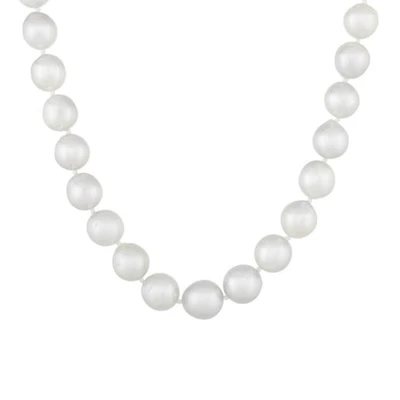 Sterling Silver 10-12mm White South Sea Pearl Necklace