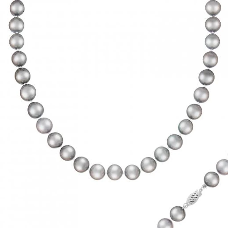 14K White Gold 10-11mm Grey Freshwater Pearl Necklace