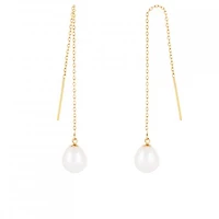 14K Yellow Gold 7.5-8mm Pearl Threader Earrings