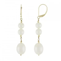 14K Yellow Gold 6-7mm, 10-11mm Pearl Leverback Earrings