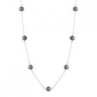 Sterling Silver 5 Stationed 7-8mm Pearl Necklace